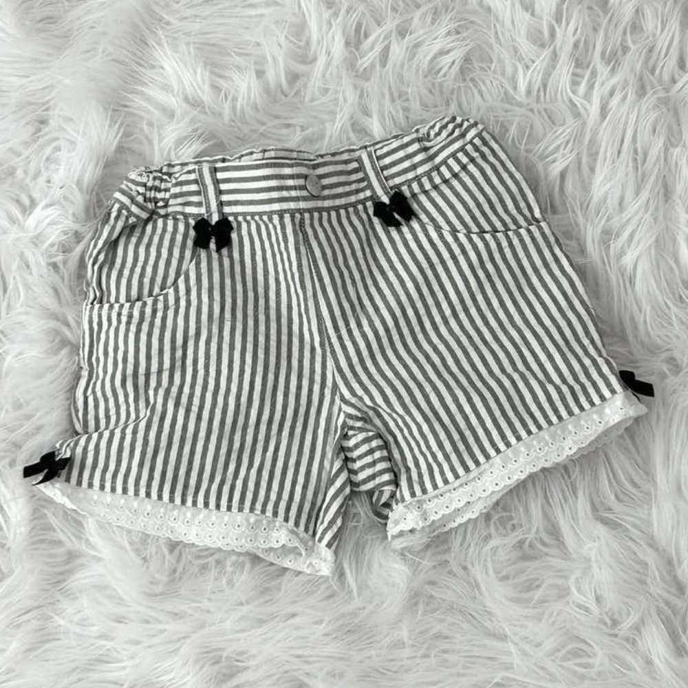 Girls Boutique Eyelet Trim Shorts Satin Bow Adjustable Waist